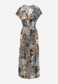 Born2be - Szara Sukienka Maxi z Wiskozy z Gumką w Talii i Guzikami Nyllu. Kolor: szary. Materiał: wiskoza. Wzór: aplikacja. Długość: maxi #2