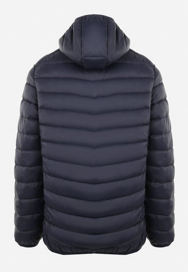 Born2be - Granatowa Kurtka Pikowana z Kapturem Minae. Okazja: na co dzień. Typ kołnierza: kaptur. Kolekcja: plus size. Kolor: niebieski. Materiał: jeans, materiał. Długość rękawa: długi rękaw. Długość: długie. Styl: casual