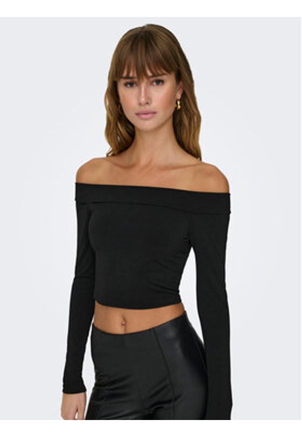 only - ONLY Bluzka 15302593 Czarny Slim Fit. Kolor: czarny. Materiał: syntetyk