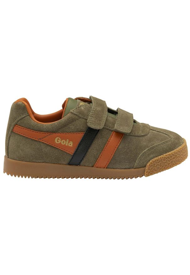 Białe buty na rzepy dla dzieci Gola Harrier Strap Trainer. Okazja: na co dzień. Zapięcie: rzepy. Kolor: zielony
