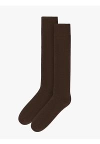 Ryłko - Długie brązowe skarpetki z bawełny. Kolor: brązowy. Materiał: tkanina #1