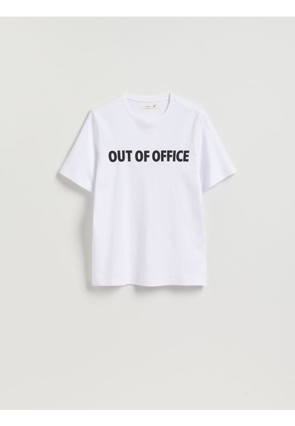 Reserved - T-shirt z nadrukiem - biały. Kolor: biały. Materiał: dzianina. Wzór: nadruk