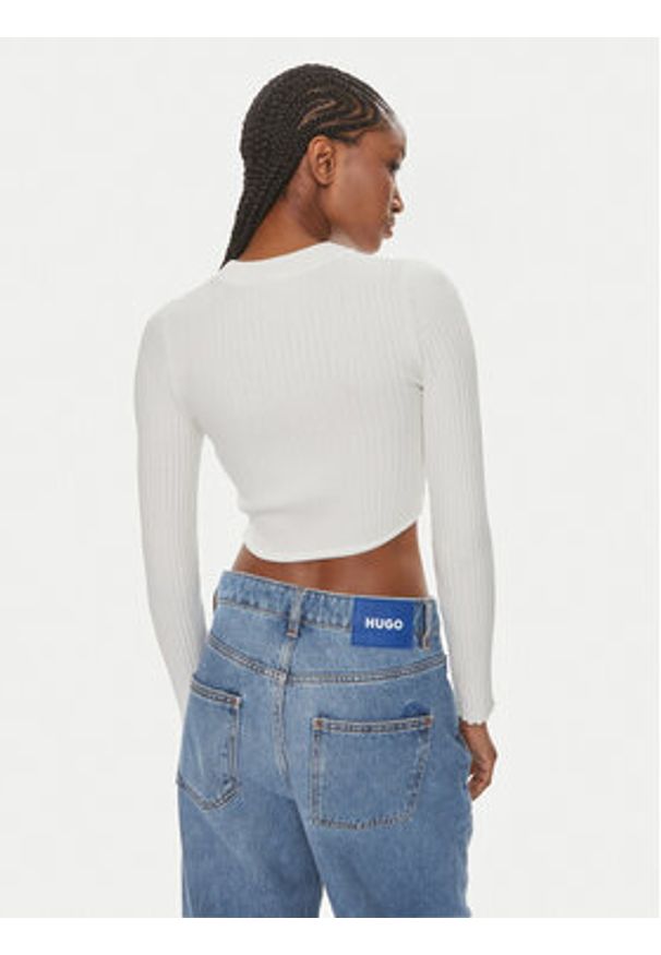 Hugo Sweter Succoire_B 50514280 Biały Slim Fit. Kolor: biały. Materiał: syntetyk