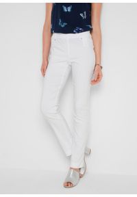 Spodnie ze stretchem z gumką w talii bonprix biały. Kolor: biały #5