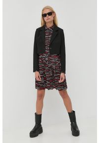 Red Valentino sukienka kolor czarny mini rozkloszowana. Kolor: czarny. Materiał: tkanina. Długość rękawa: długi rękaw. Typ sukienki: rozkloszowane. Długość: mini #3