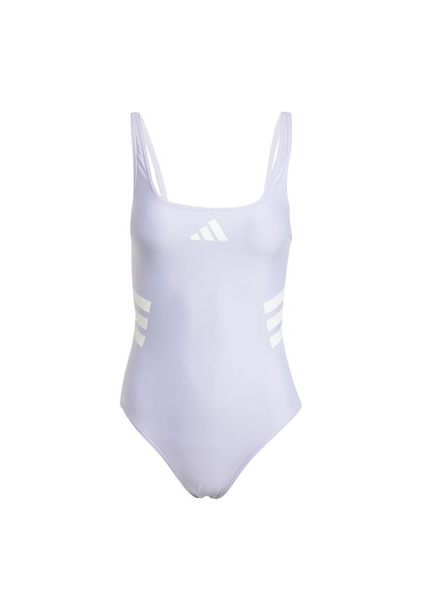 Adidas - Strój do pływania 3-Stripes U-back. Kolor: czerwony, fioletowy, wielokolorowy. Materiał: materiał