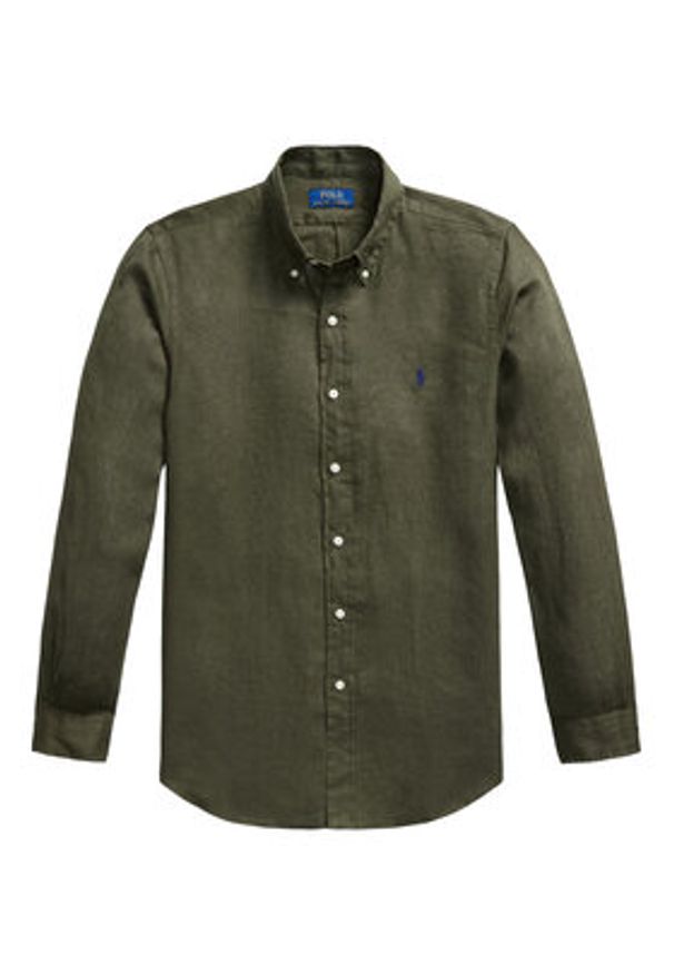 Polo Ralph Lauren Koszula 710966294508 Zielony Regular Fit. Typ kołnierza: polo. Kolor: zielony. Materiał: len
