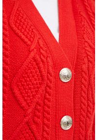 TOMMY HILFIGER - Tommy Hilfiger kardigan damski kolor czerwony ciepły. Kolor: czerwony. Materiał: dzianina. Wzór: ze splotem #2