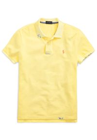Ralph Lauren - RALPH LAUREN - Koszulka Classic Fit z logo. Typ kołnierza: polo. Kolor: żółty. Materiał: bawełna, materiał. Wzór: aplikacja, haft #6