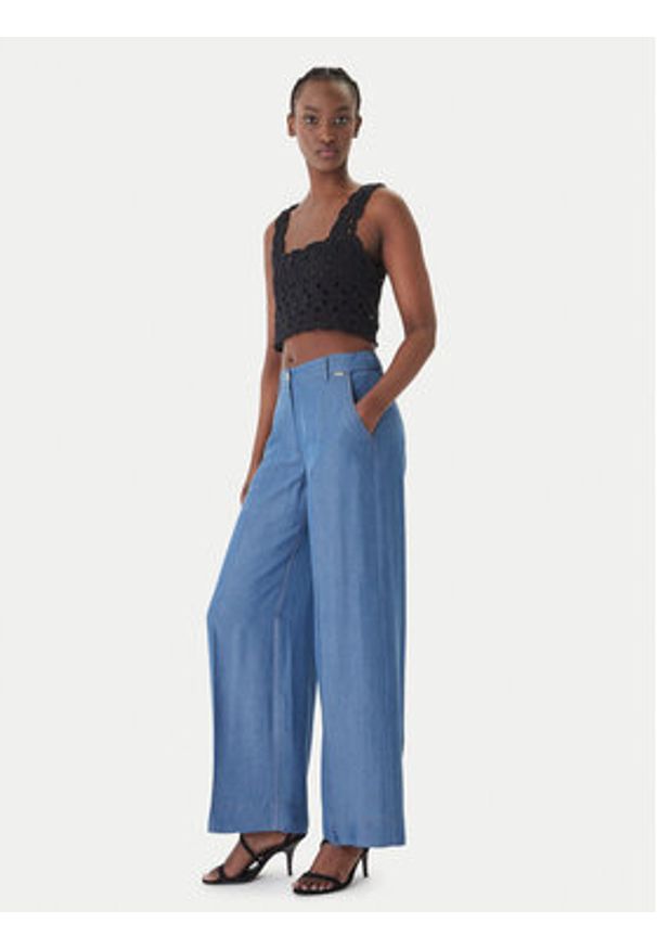 Fracomina Spodnie palazzo FS26SV3005D46901 Niebieski Wide Leg. Kolor: niebieski. Materiał: lyocell