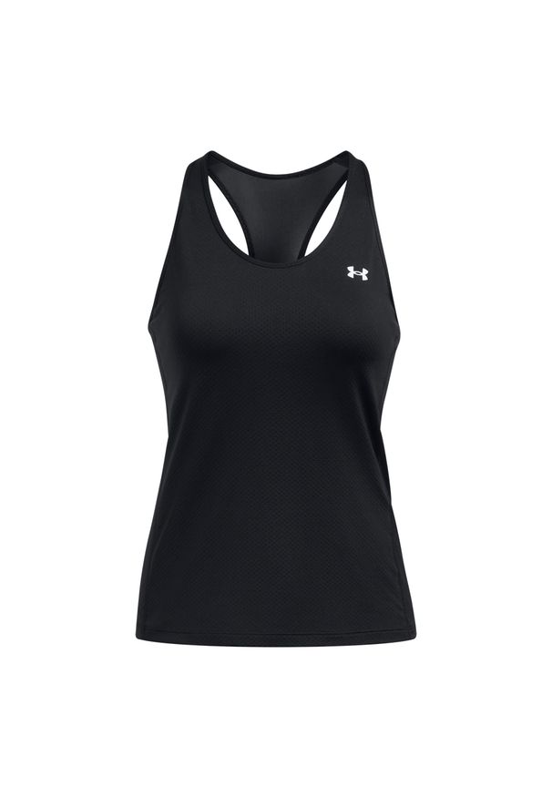 Damski tank top Under Armour HeatGear® Racer. Kolor: czarny, biały, wielokolorowy. Materiał: materiał. Sport: fitness