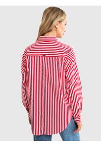 Big-Star - Koszula damska o luźnym kroju z linii Authentic w paski czerwona Autina 603. Typ kołnierza: kołnierzyk klasyczny. Kolor: czerwony. Wzór: paski. Styl: klasyczny, elegancki #6
