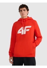 4f - 4F Bluza dresowa nierozpinana z kapturem męska - czerwona S. Okazja: na co dzień. Typ kołnierza: kaptur. Kolor: czerwony. Materiał: dresówka. Styl: casual