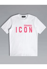 DSQUARED2 KIDS - Biały t-shirt z różowym logo Icon 4-14 lat. Kolor: biały. Materiał: jersey. Wzór: napisy. Sezon: lato