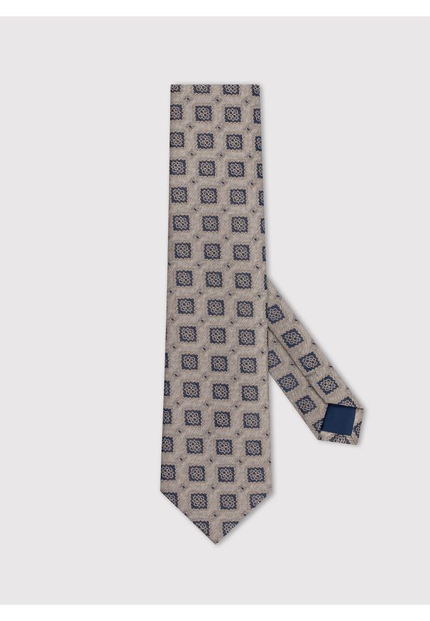 Pako Lorente - PAKO LORENTE – Beżowy krawat męski w kwadraty. Kolor: beżowy. Materiał: poliester
