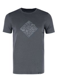 Volcano - Klasyczny t-shirt męski z nadrukiem T-SILENCE. Kolekcja: plus size. Kolor: szary. Materiał: materiał, bawełna, włókno, skóra. Długość rękawa: krótki rękaw. Długość: krótkie. Wzór: nadruk. Styl: klasyczny #1