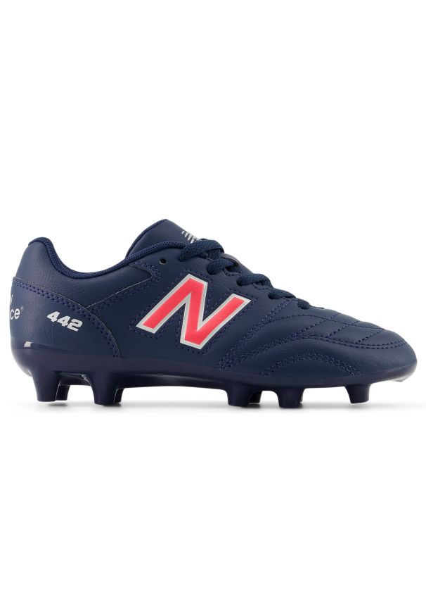 Korki dziecięce New Balance 442 ACADEMY JNR FG V2 JS43FMP2 – granatowe. Kolor: niebieski. Materiał: materiał, syntetyk. Szerokość cholewki: normalna. Sport: piłka nożna
