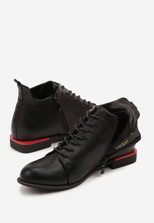 Born2be - Czarne Botki Typu Trzewiki Vices Implie. Okazja: na co dzień. Kolor: czarny. Materiał: jeans, skóra. Styl: casual, klasyczny, elegancki