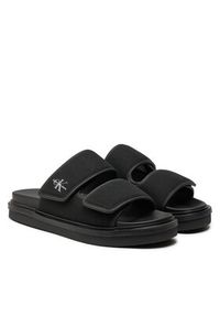 Calvin Klein Jeans Klapki Double Bar Sandal Mtl YM0YM01020 Czarny. Kolor: czarny. Materiał: materiał #2