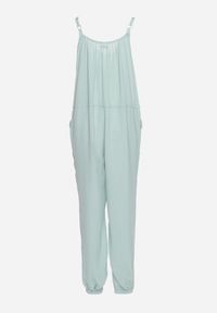 Born2be - Niebieski Bawełniany Kombinezon na Regulowanych Ramiączkach ze Ściągaczem w Talii Beamla. Okazja: na co dzień. Kolor: niebieski. Materiał: bawełna. Długość rękawa: na ramiączkach. Długość: długie. Styl: elegancki, casual, klasyczny #4