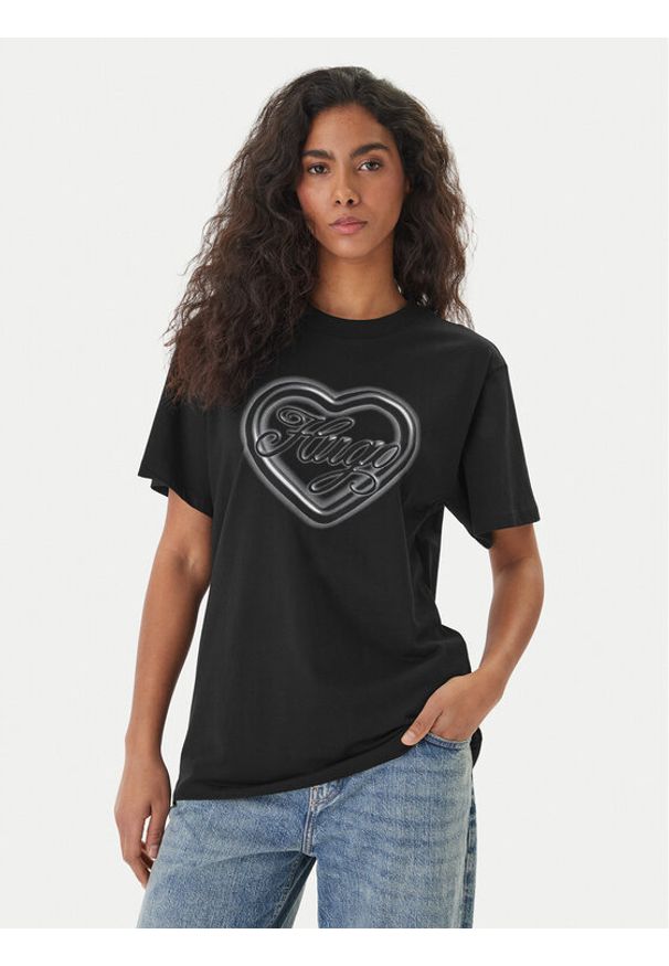 Hugo - HUGO T-Shirt Vintage 50560770 Czarny Regular Fit. Kolor: czarny. Materiał: bawełna. Styl: vintage