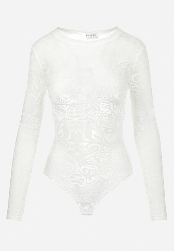 Born2be - Białe Body z Nadrukiem Kwelsal. Kolor: biały. Materiał: welur, jeans, materiał, dzianina. Długość rękawa: długi rękaw. Długość: długie. Wzór: nadruk. Sezon: zima. Styl: elegancki, klasyczny