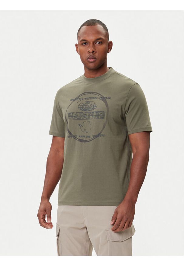 Napapijri T-Shirt S-Bald NP0A88SF Zielony Regular Fit. Kolor: zielony. Materiał: bawełna