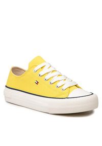 TOMMY HILFIGER - Tommy Hilfiger Trampki Low Cut Lace-Up Sneaker T3A4-32118-0890 S Żółty. Kolor: żółty. Materiał: materiał #4