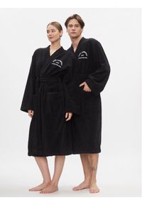 Karl Lagerfeld - KARL LAGERFELD Szlafrok Unisex Logo 225W2190 Czarny. Typ kołnierza: dekolt w karo. Kolor: czarny. Materiał: bawełna #1