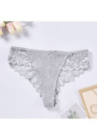 Intica - Stringi koronkowe na specjalne okazje Reinie. Kolor: szary. Materiał: koronka. Wzór: aplikacja, koronka #1