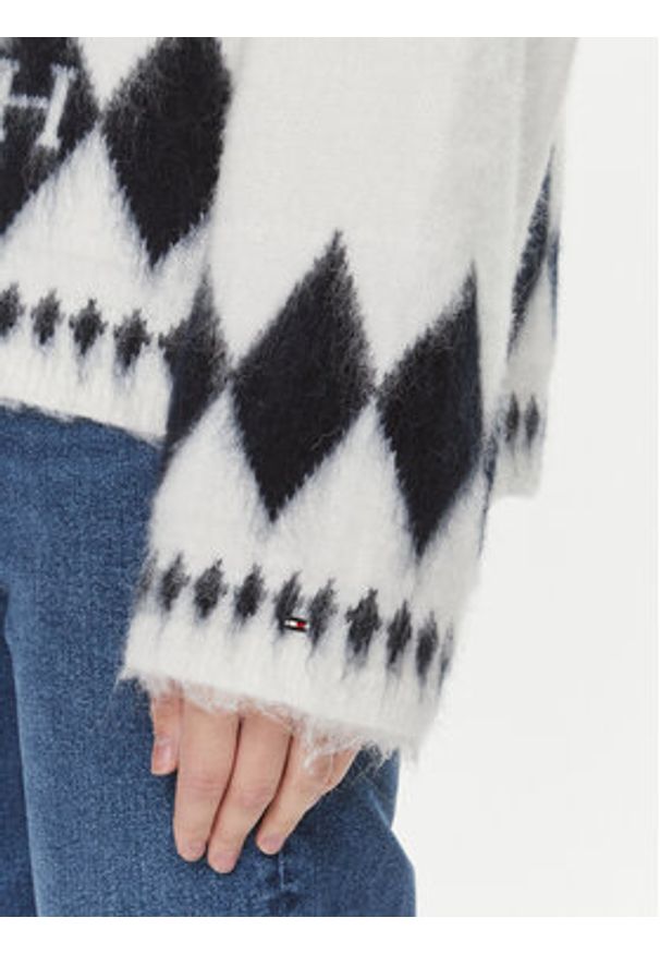TOMMY HILFIGER - Tommy Hilfiger Sweter Fairisle WW0WW40089 Écru Oversize. Materiał: wełna, syntetyk