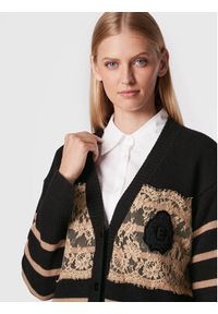Ermanno Firenze Kardigan N019EH8 Czarny Regular Fit. Kolor: czarny. Materiał: bawełna #3