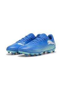 Puma - Buty piłkarskie FUTURE 7 PLAY FG/AG PUMA Hyperlink Blue Mint White Green. Zapięcie: sznurówki. Kolor: wielokolorowy, niebieski, biały. Materiał: materiał, syntetyk. Szerokość cholewki: normalna. Sport: piłka nożna