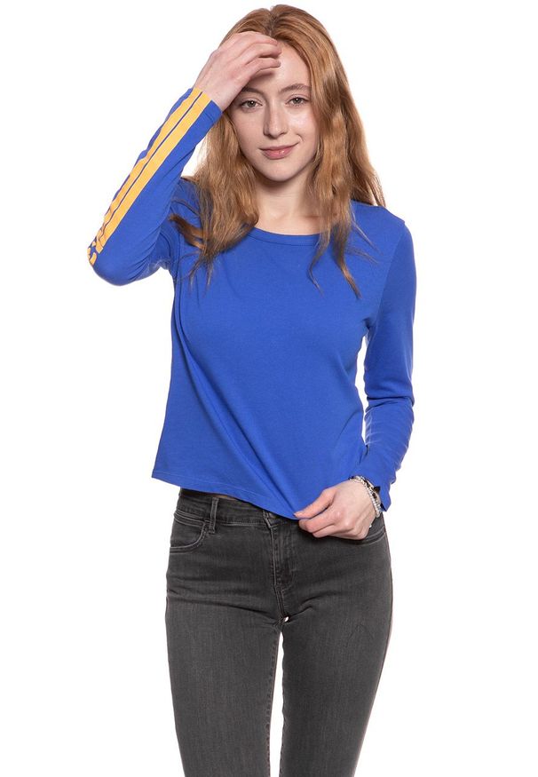 Wrangler - DAMSKI LONGSLEEVE WRANGLER B&Y LS CROP TEE NAUTICAL BLUE W722CF9V2 112130925. Długość rękawa: długi rękaw. Wzór: nadruk