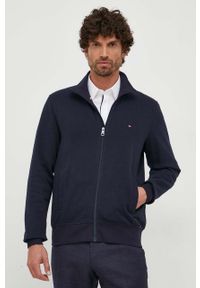 TOMMY HILFIGER - Tommy Hilfiger bluza męska kolor granatowy gładka. Kolor: niebieski. Długość rękawa: długi rękaw. Długość: długie. Wzór: gładki #2