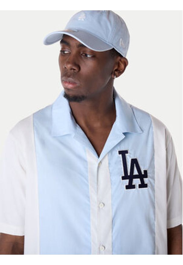 New Era Koszula LA Dodgers Stripe Revere 60596335 Biały Regular Fit. Kolor: biały. Materiał: bawełna