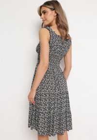 Born2be - Czarna Rozkloszowana Sukienka z Bawełny na Szerokich Ramiączkach z Gumką w Pasie Bellawish. Kolor: czarny. Materiał: bawełna. Długość rękawa: na ramiączkach. Styl: elegancki #4