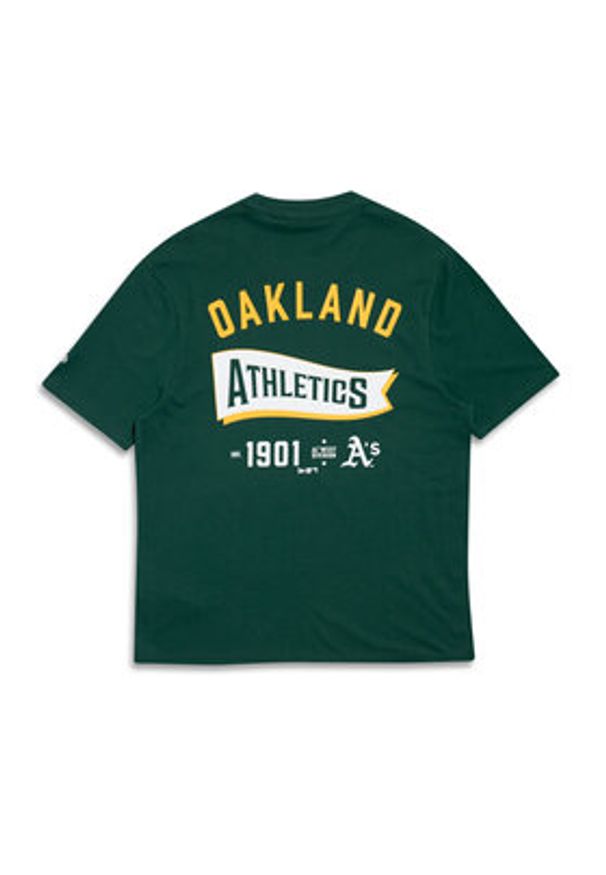 New Era T-Shirt Oakland Athletics MLB Pennant Graphic 60596214 Zielony Regular Fit. Kolor: zielony. Materiał: bawełna