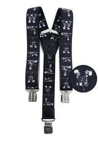 Modini - Czarne szelki męskie - szkielety - kamasutra SZ103. Kolor: czarny. Materiał: skóra, guma #1