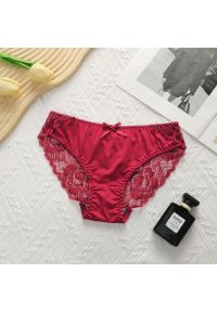 Intica - Komplet bielizny koronkowej push-up z satynowym wykończeniem Moran. Kolor: czerwony. Materiał: satyna, koronka. Wzór: koronka #6