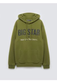 Big-Star - Bluza męska z kapturem z logo BIG STAR zielona Ashlyno 301. Typ kołnierza: kaptur. Kolor: zielony. Materiał: dzianina. Wzór: napisy. Styl: sportowy #4