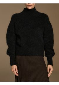Reserved - Sweter z wełną z alpaki - czarny. Kolor: czarny. Materiał: wełna