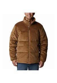 columbia - Kurtka Turystyczna Puchowa Męska Columbia Puffect Corduroy Jacket. Kolor: brązowy. Materiał: puch. Sport: turystyka piesza