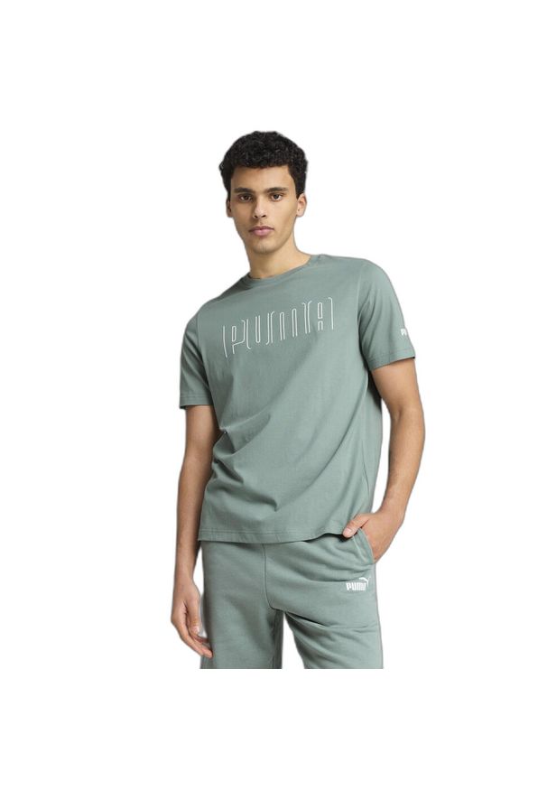 Koszulka graficzna Puma. Kolor: zielony. Materiał: guma. Wzór: nadruk