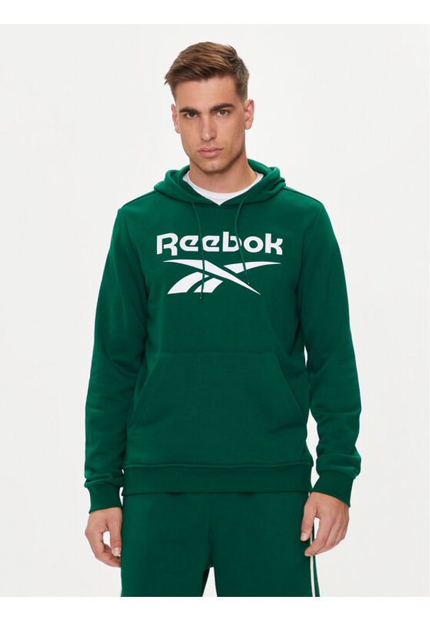 Reebok Bluza Identhlty Big Logo 100076427 Zielony Regular Fit. Kolor: zielony. Materiał: bawełna