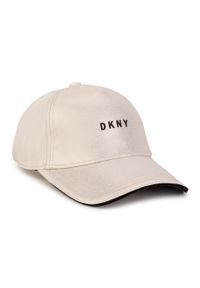 DKNY - Dkny czapka dziecięca D31285 kolor złoty z aplikacją. Kolor: złoty. Wzór: aplikacja #1