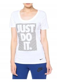 Nike - KOSZULKA T-shirt na co dzień NIKE JUST DO IT bawełna. Kolor: biały. Materiał: bawełna