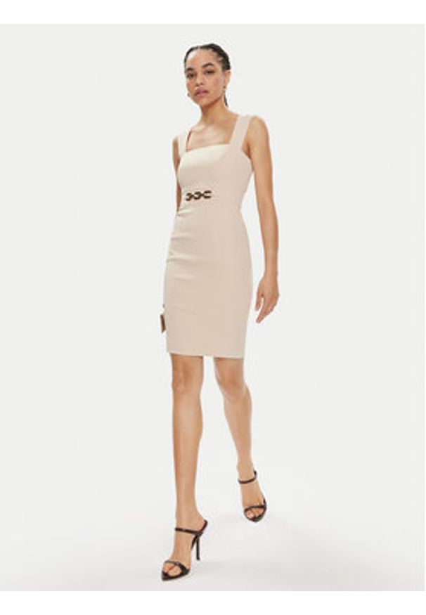 Marciano Guess Sukienka koktajlowa Norah 4GGK44 7074A Beżowy Slim Fit. Kolor: beżowy. Materiał: wiskoza. Styl: wizytowy