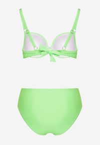 Renee - Jasnozielone Bikini Majtki Figi i Biustonosz z Cyrkoniami Tenumela. Kolor: zielony. Wzór: aplikacja, kwiaty