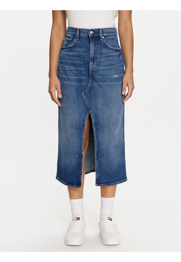Tommy Jeans Spódnica jeansowa Claire DW0DW18225 Niebieski Regular Fit. Kolor: niebieski. Materiał: bawełna